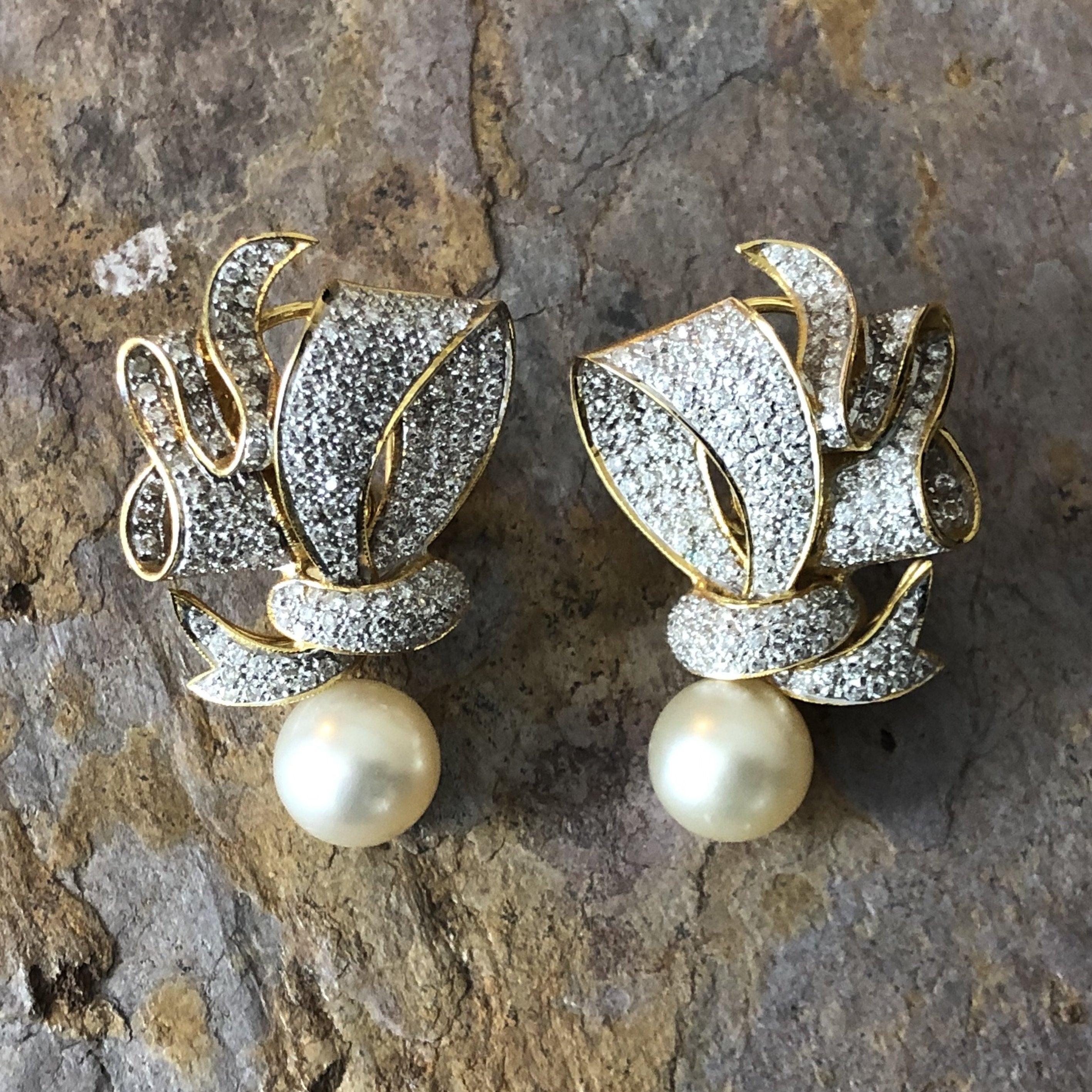 The Chandrodaya Silver Pearl Earrings-Buy Temple Jewellery Earrings Online  — KO Jewellery